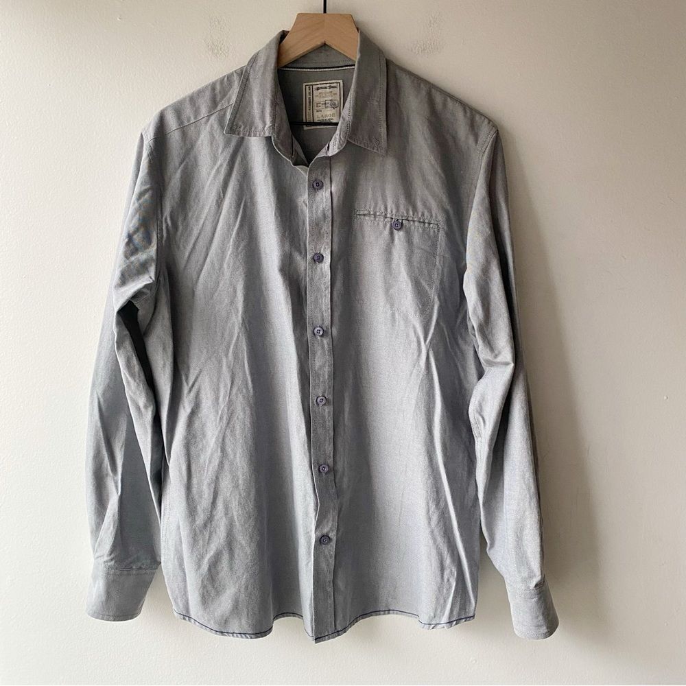 alexander julian gray long sleeve button up oxford shirt